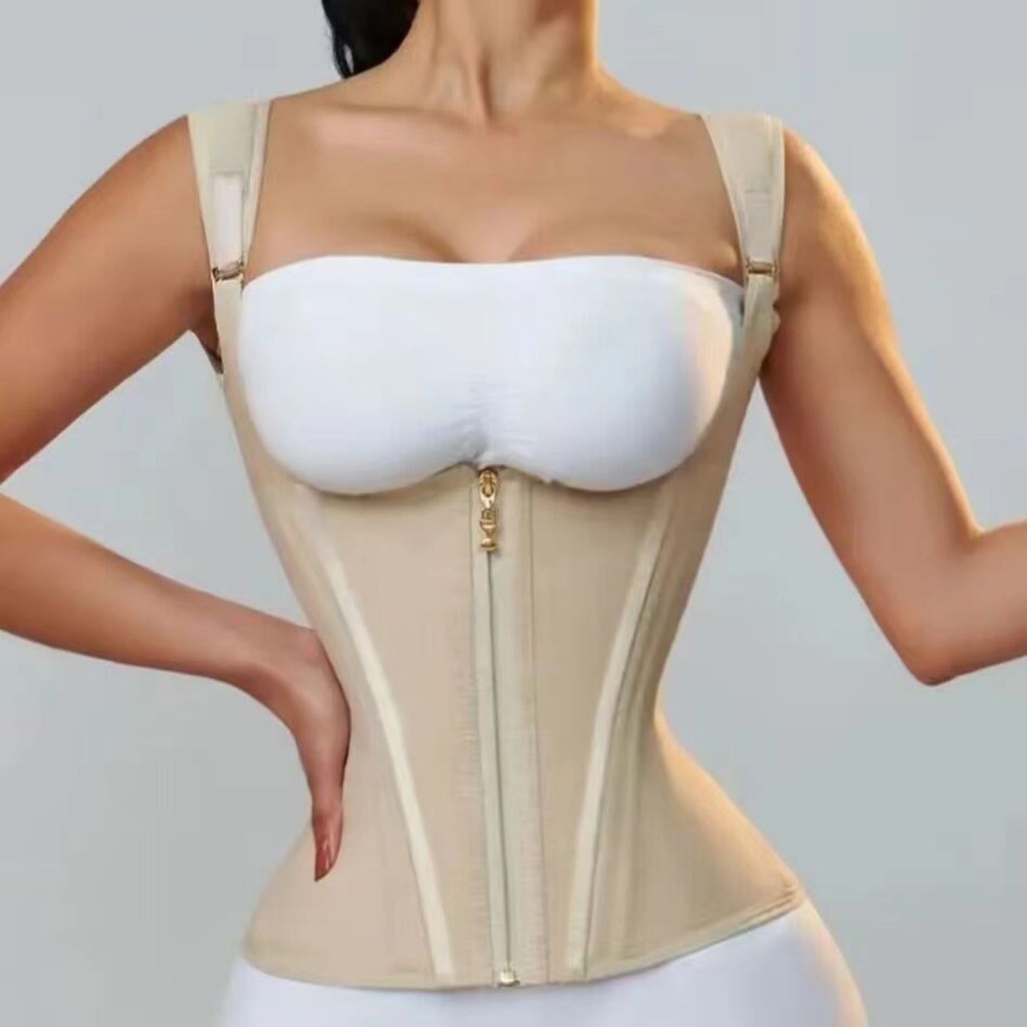 Zipper Breasted Retro Shapewear Top